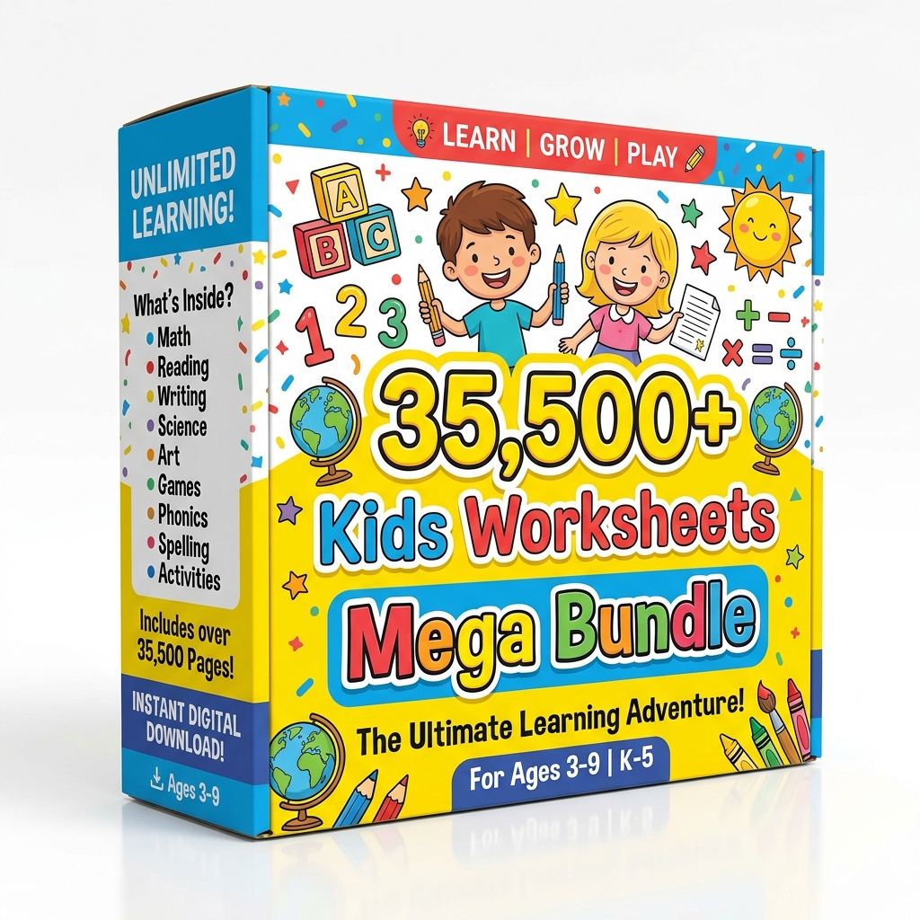 Auronik 30500+ Kids Worksheets Mega Bundle Box with 4000 Bonus Sheets